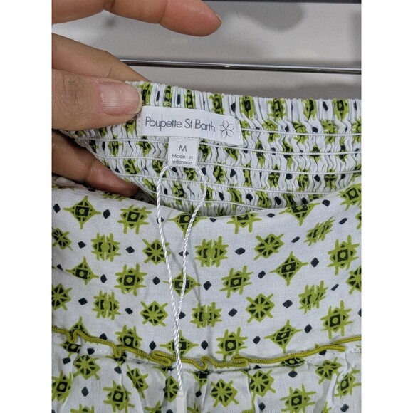 Poupette St Barth Womens Medium Mini Skirt Green Smocked Ruffle Whimsy Beachy - Picture 3 of 8